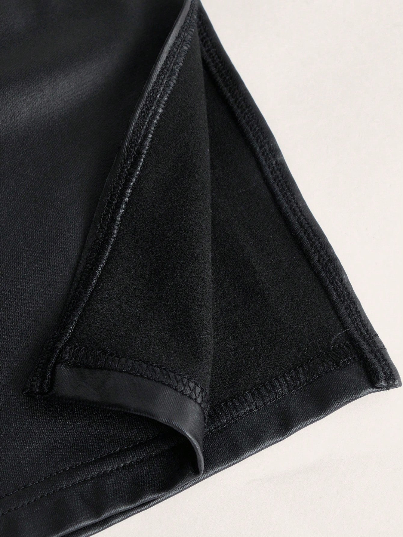 ICON Thigh-Slit PU Leather Bandeau Bodycon Long Dress
