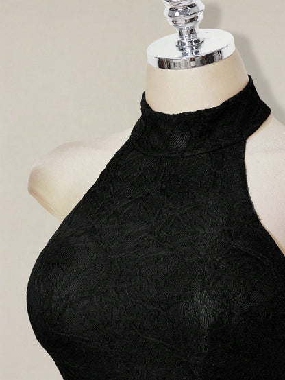ICON Women's Solid Color Fitted Fashion Elegant Sexy Versatile Halter Neck Tank Top Night Out Date Night Black Summer