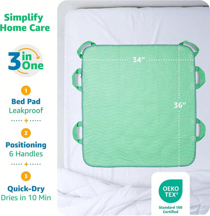 Improvia Positioning Bed Pad, With 8 Reinforced Handles, Quick-Drying, Washable, Waterproof, Lifting, Turning, Transfering ZD7V