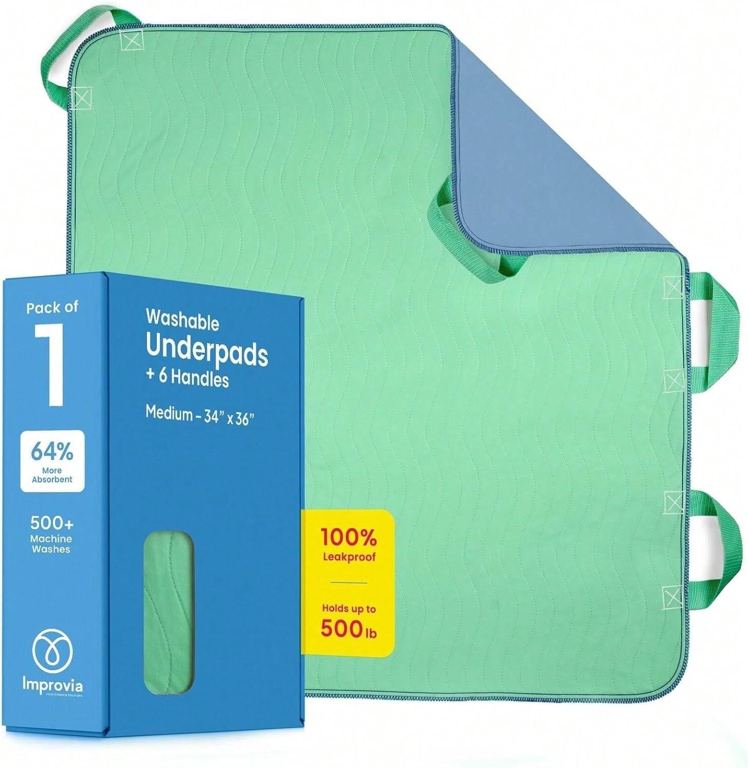 Improvia Positioning Bed Pad, With 8 Reinforced Handles, Quick-Drying, Washable, Waterproof, Lifting, Turning, Transfering ZD7V