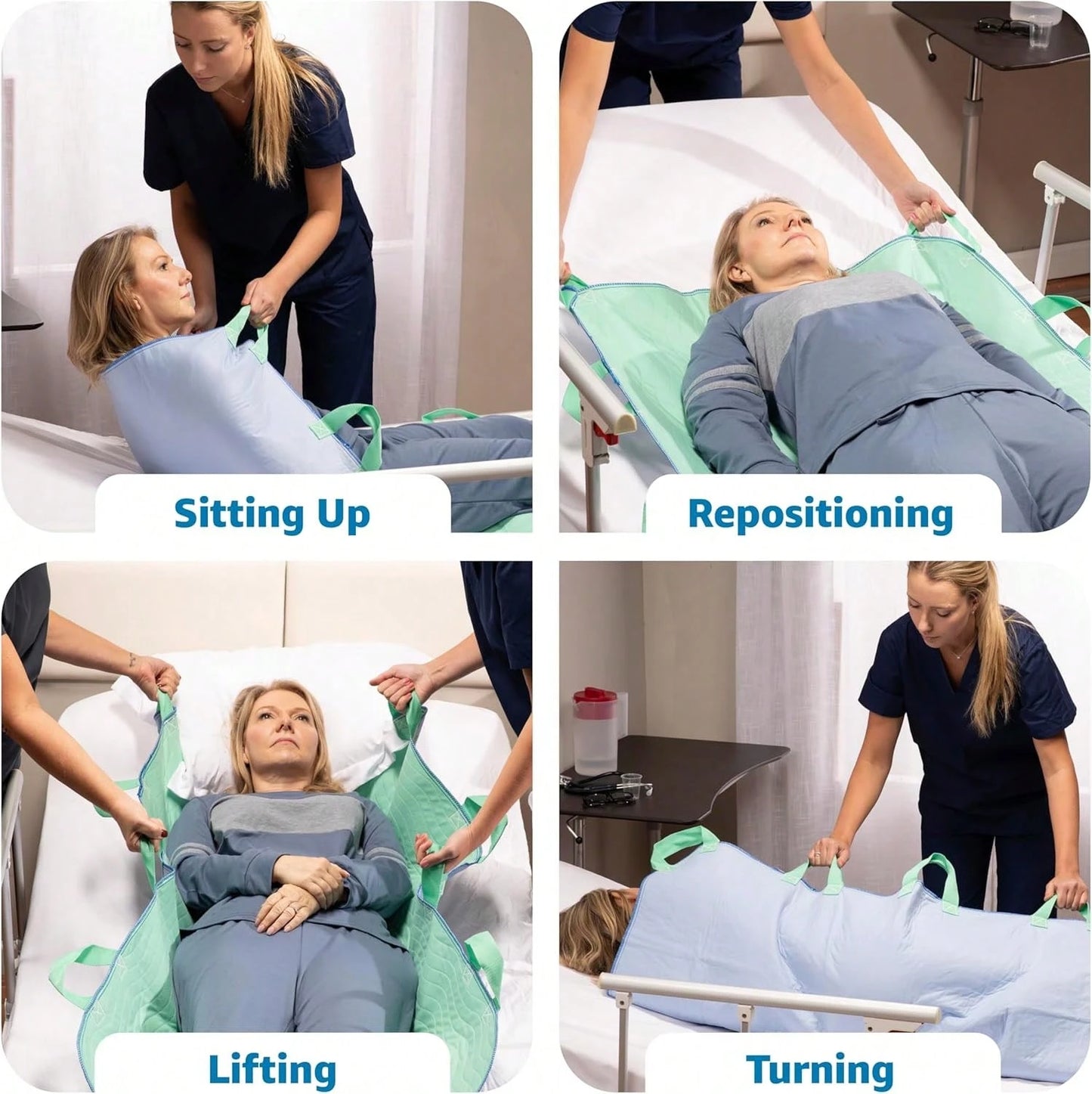 Improvia Positioning Bed Pad, With 8 Reinforced Handles, Quick-Drying, Washable, Waterproof, Lifting, Turning, Transfering ZD7V