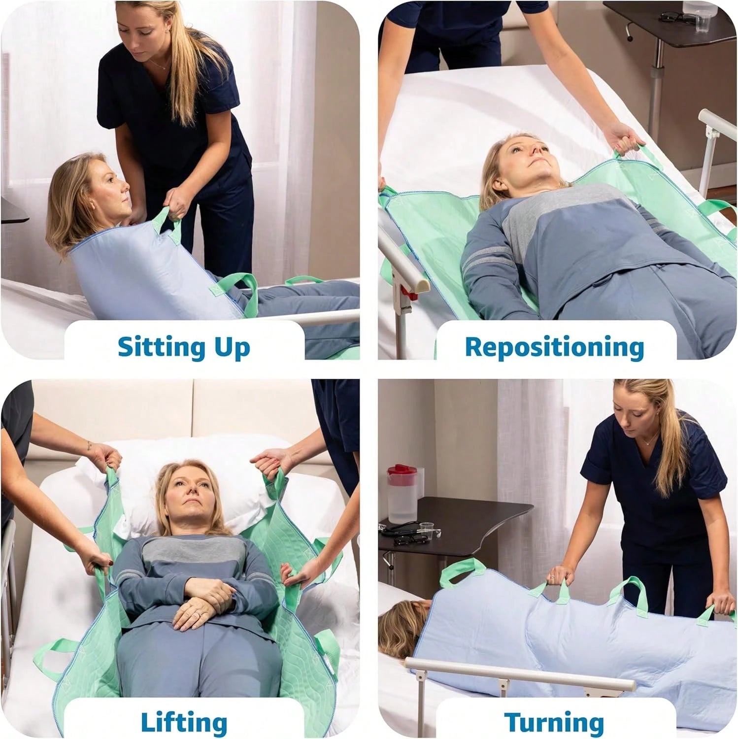 Improvia Positioning Bed Pad, With 8 Reinforced Handles, Quick-Drying, Washable, Waterproof, Lifting, Turning, Transfering ZD7V