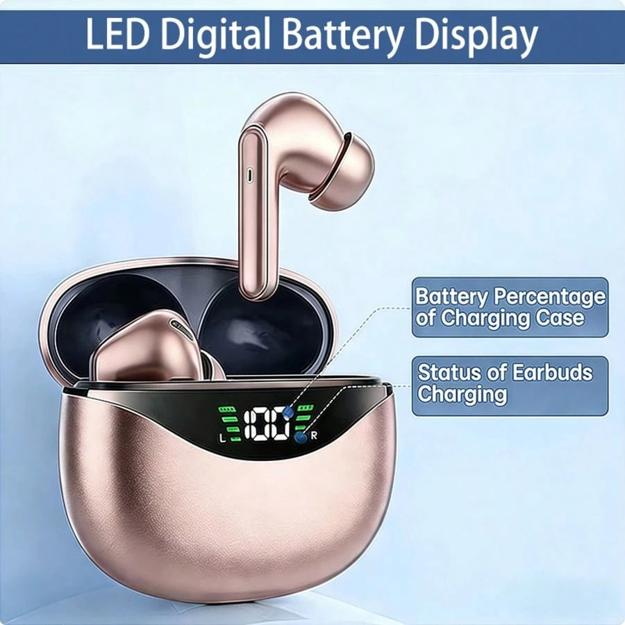 In Ear Wireless Earphones With Built-In Microphone, LED Digital Display, Type-C Charging,200mAh Battery,For Music, Gaming, Sports, And Fitness, A Great Holiday Gift