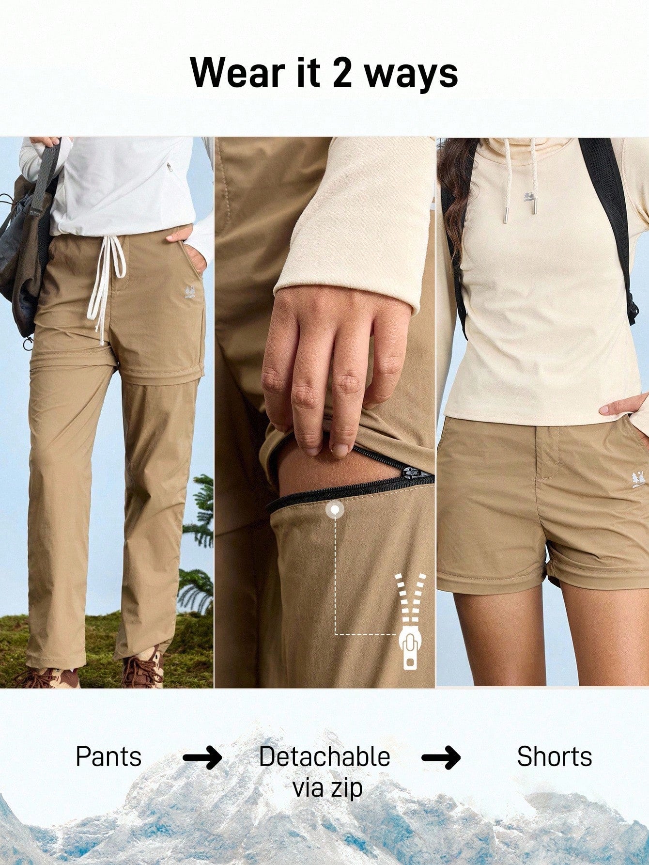 In My Nature Women's Casual Detachable Button Hiking Pants, Versatile Sports Wear
