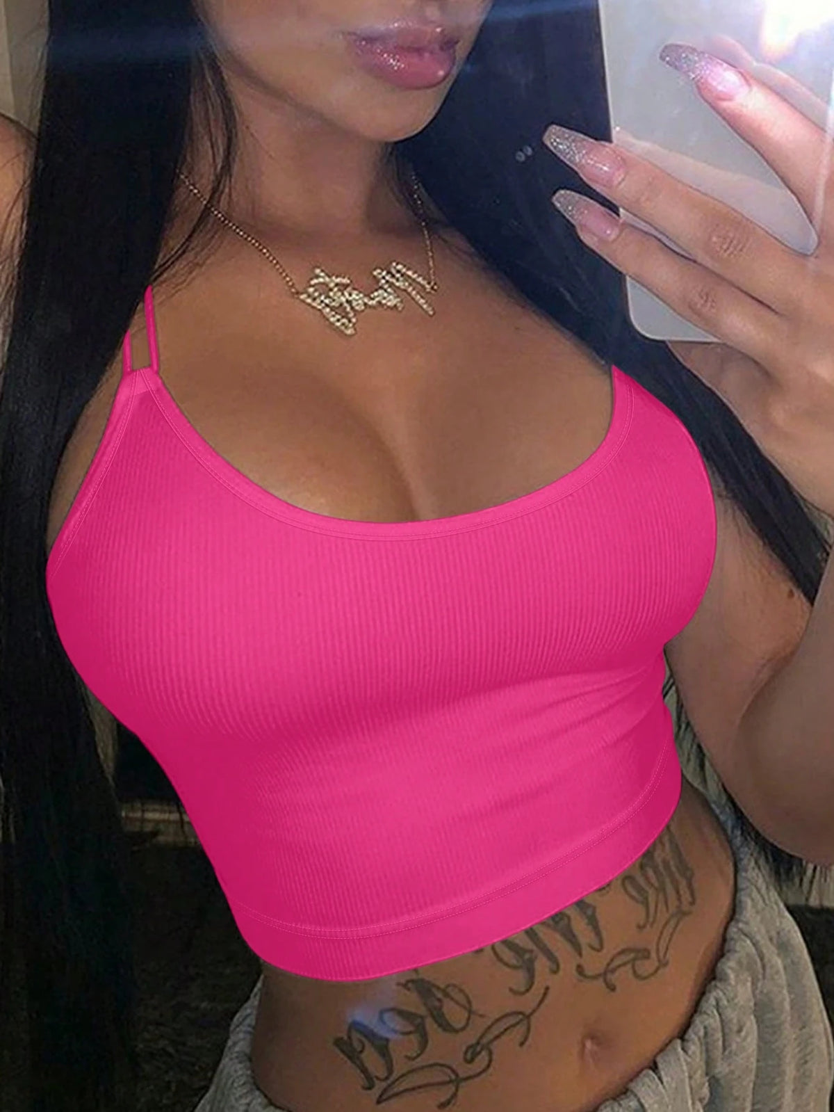INAWLY Double-Crossed Straps Backless Sexy Women's Tight Tank Top