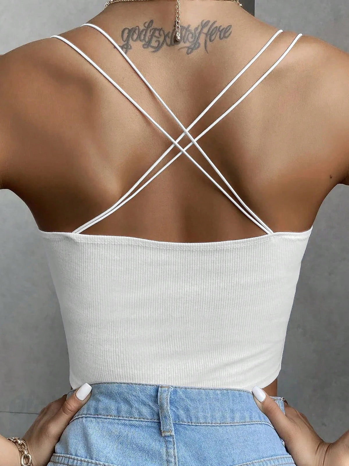 INAWLY Double-Crossed Straps Backless Sexy Women's Tight Tank Top