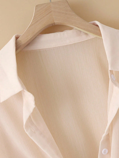 INAWLY New Bat Wing Short Chiffon Shawl, Simple Color Casual Shirt For Women