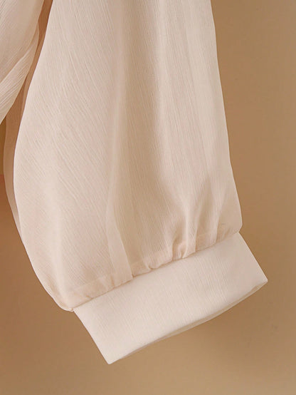 INAWLY New Bat Wing Short Chiffon Shawl, Simple Color Casual Shirt For Women