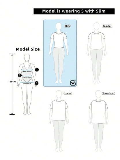 INAWLY Solva Casual Solid Color Fitted Cropped T-Shirt, Summer