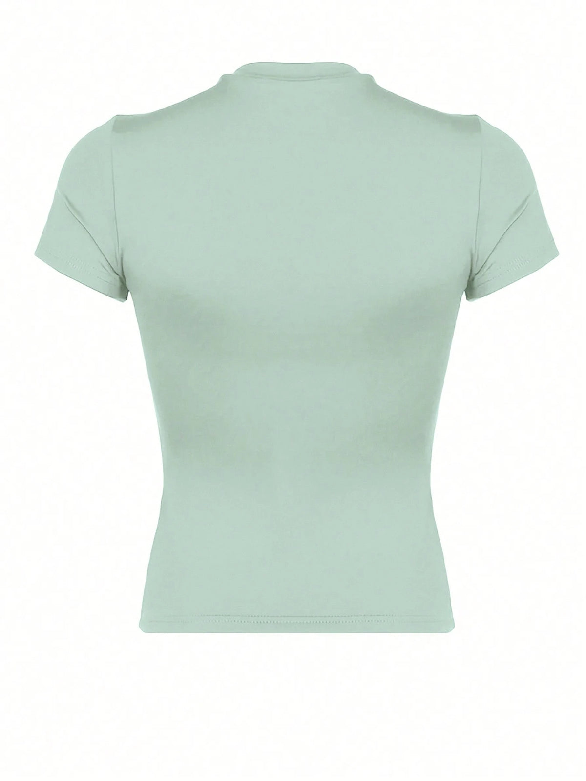 INAWLY Solva Women's Summer Solid Color Round Neck Short Sleeve Slim Fit Casual T-Shirt With Pleats Fall Cloth For Women