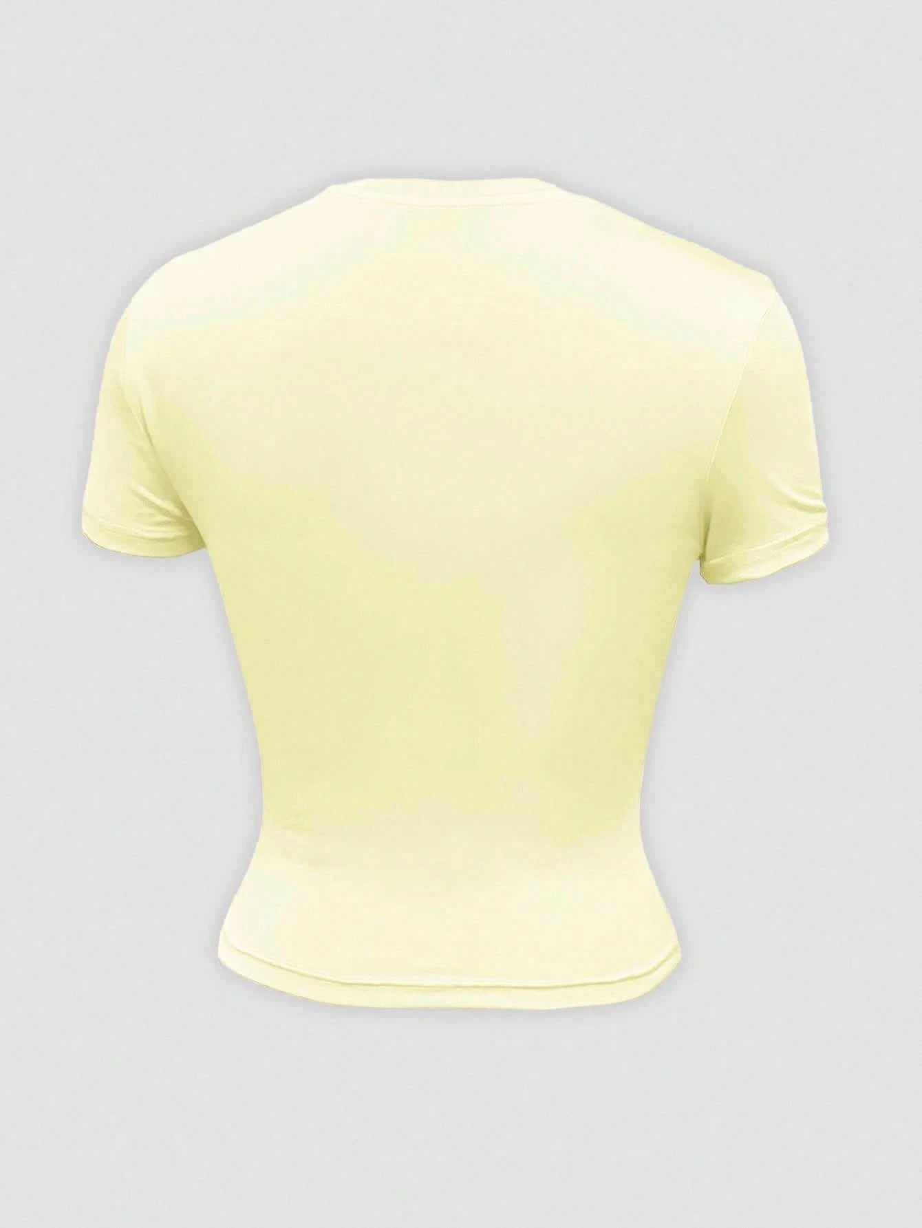 INAWLY Women Fruit & Coconut Print Fitted Short T-Shirt, Cream-Colored Summer Beach Vacation Ladies Top