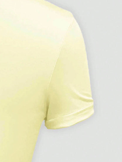 INAWLY Women Fruit & Coconut Print Fitted Short T-Shirt, Cream-Colored Summer Beach Vacation Ladies Top