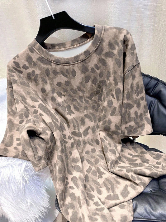INAWLY Women's Casual Leopard Print Short Sleeve T-Shirt, Summer