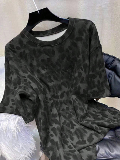 INAWLY Women's Casual Leopard Print Short Sleeve T-Shirt, Summer