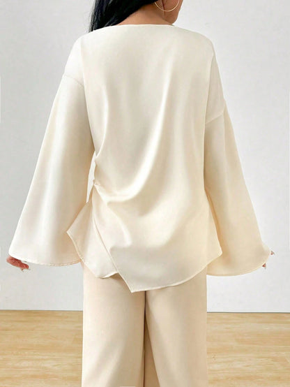 INAWLY Women's Elegant Commuting Mid-East Style Shirt For Daily Wear Fall Cloth For Women
