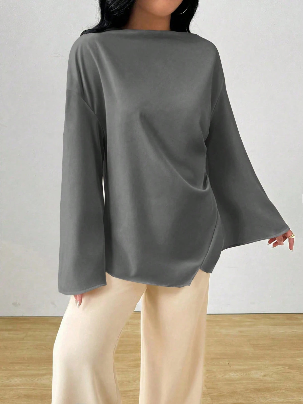 INAWLY Women's Elegant Midi Chinese-Style Flare Sleeve Blouse, Suitable For Work And Everyday Fall Cloth For Women