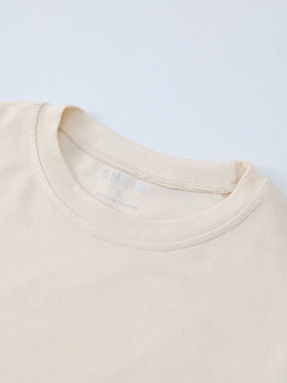 INAWLY Women's Khaki Long Sleeve Fitted Crew Neck T-Shirt
