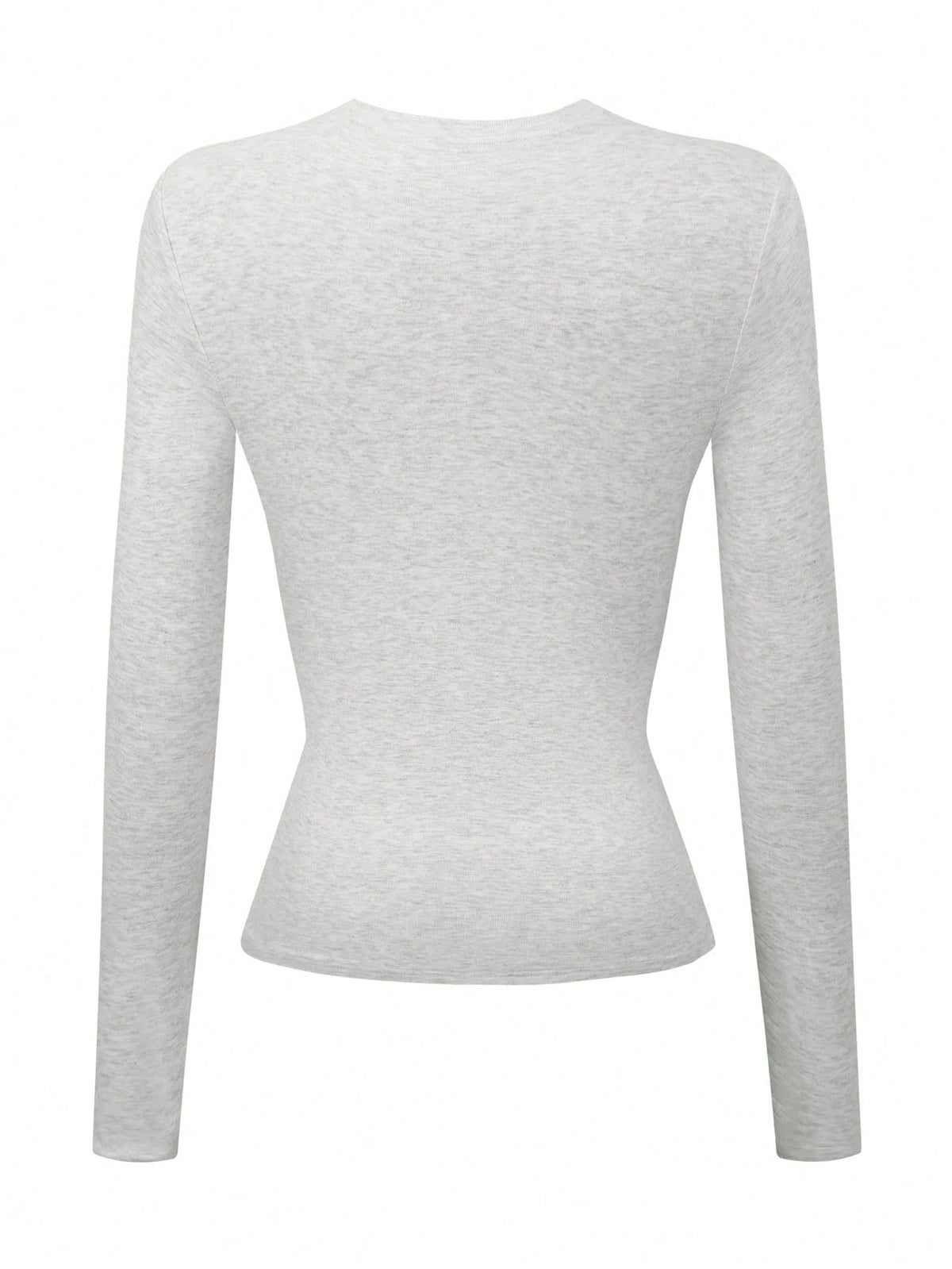 INAWLY Women's Khaki Long Sleeve Fitted Crew Neck T-Shirt