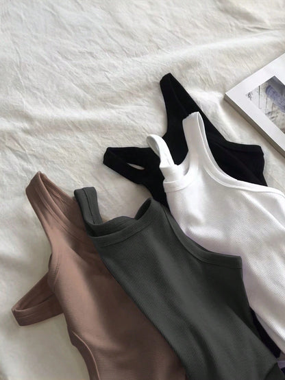 INAWLY Women's Plain Color Spaghetti Strap Casual Sleeveless Top, Minimalist And Fashionable For Daily Wear