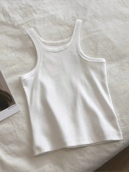 INAWLY Women's Plain Color Spaghetti Strap Casual Sleeveless Top, Minimalist And Fashionable For Daily Wear