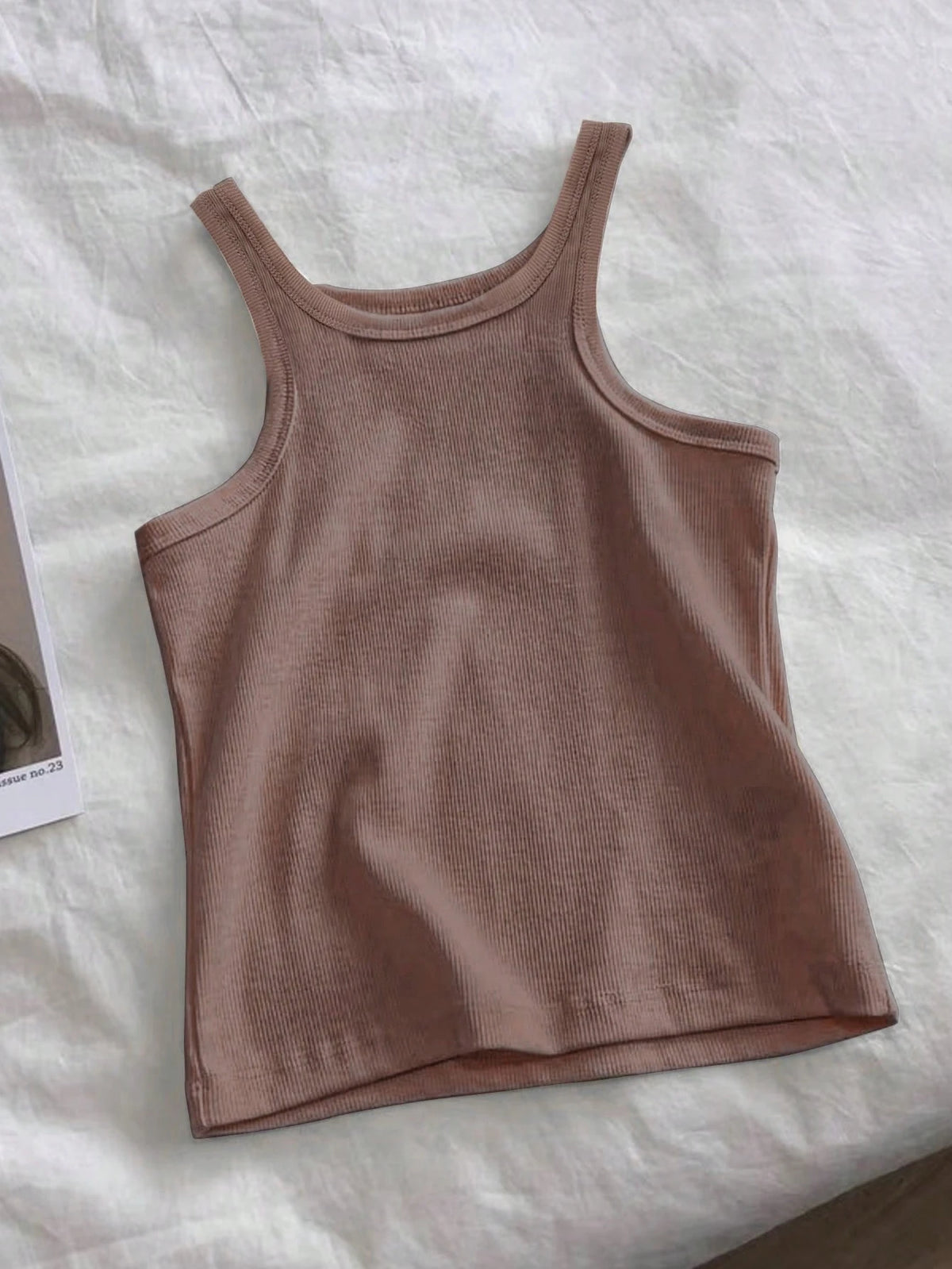 INAWLY Women's Plain Color Spaghetti Strap Casual Sleeveless Top, Minimalist And Fashionable For Daily Wear