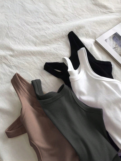 INAWLY Women's Plain Color Spaghetti Strap Casual Sleeveless Top, Minimalist And Fashionable For Daily Wear