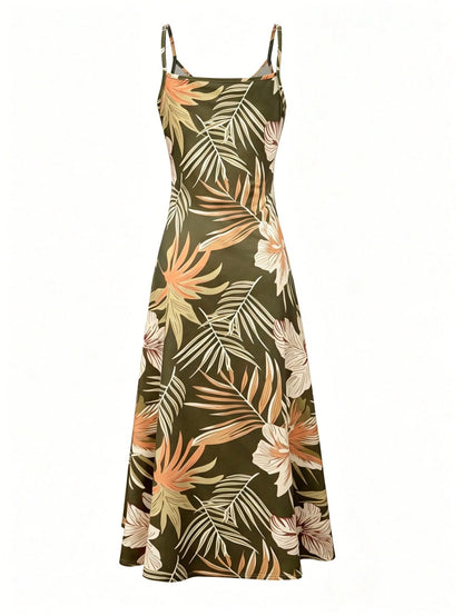 INAWLY Women's Plant Print Cami Casual Dress