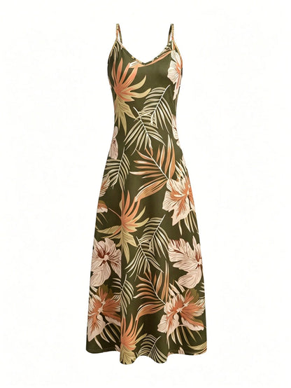 INAWLY Women's Plant Print Cami Casual Dress