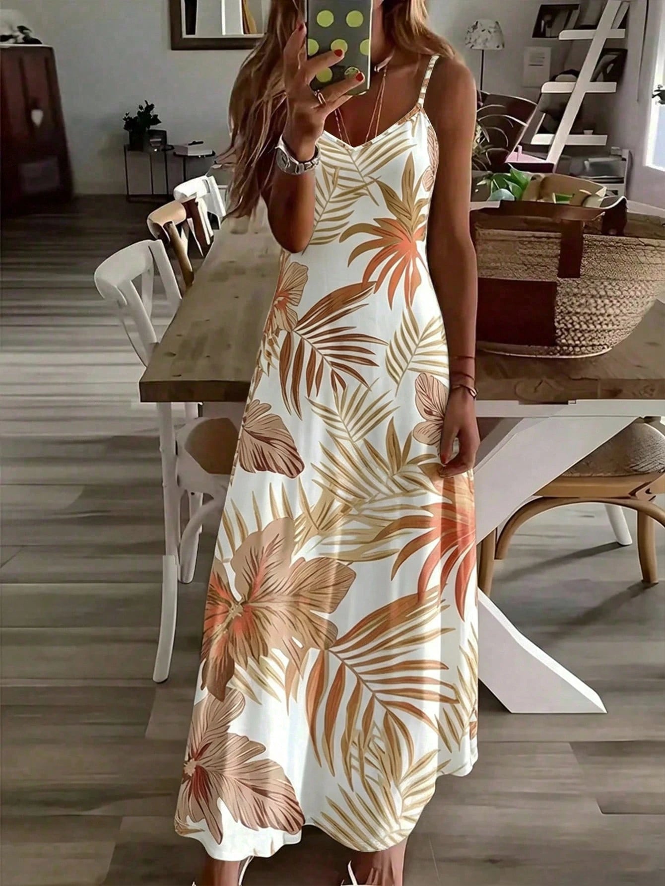 INAWLY Women's Plant Print Cami Casual Dress