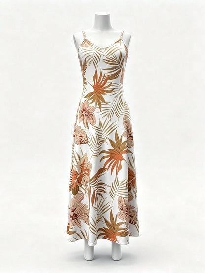 INAWLY Women's Plant Print Cami Casual Dress