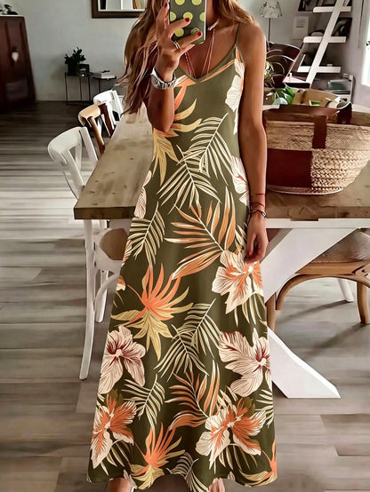 INAWLY Women's Plant Print Cami Casual Dress