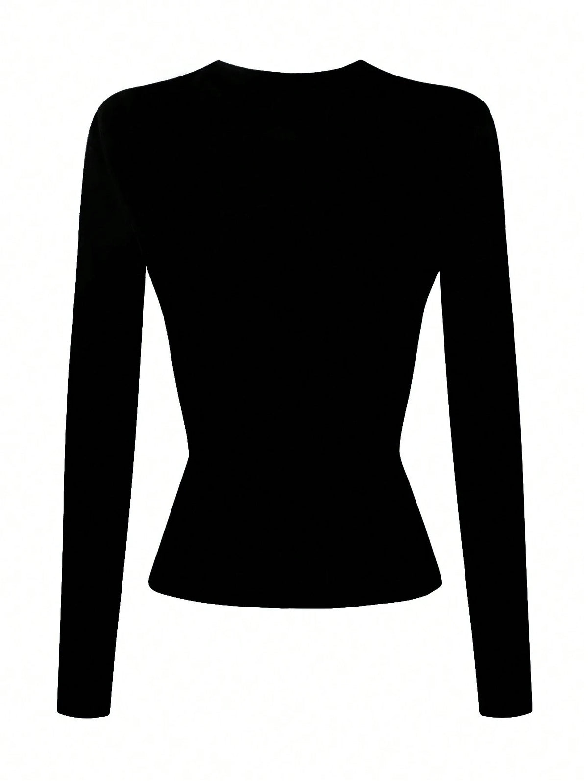 INAWLY Women's Solid Black Crew Neck Long Sleeve Simple T-Shirt, Casual Everyday Wear Fall Cloth For Women