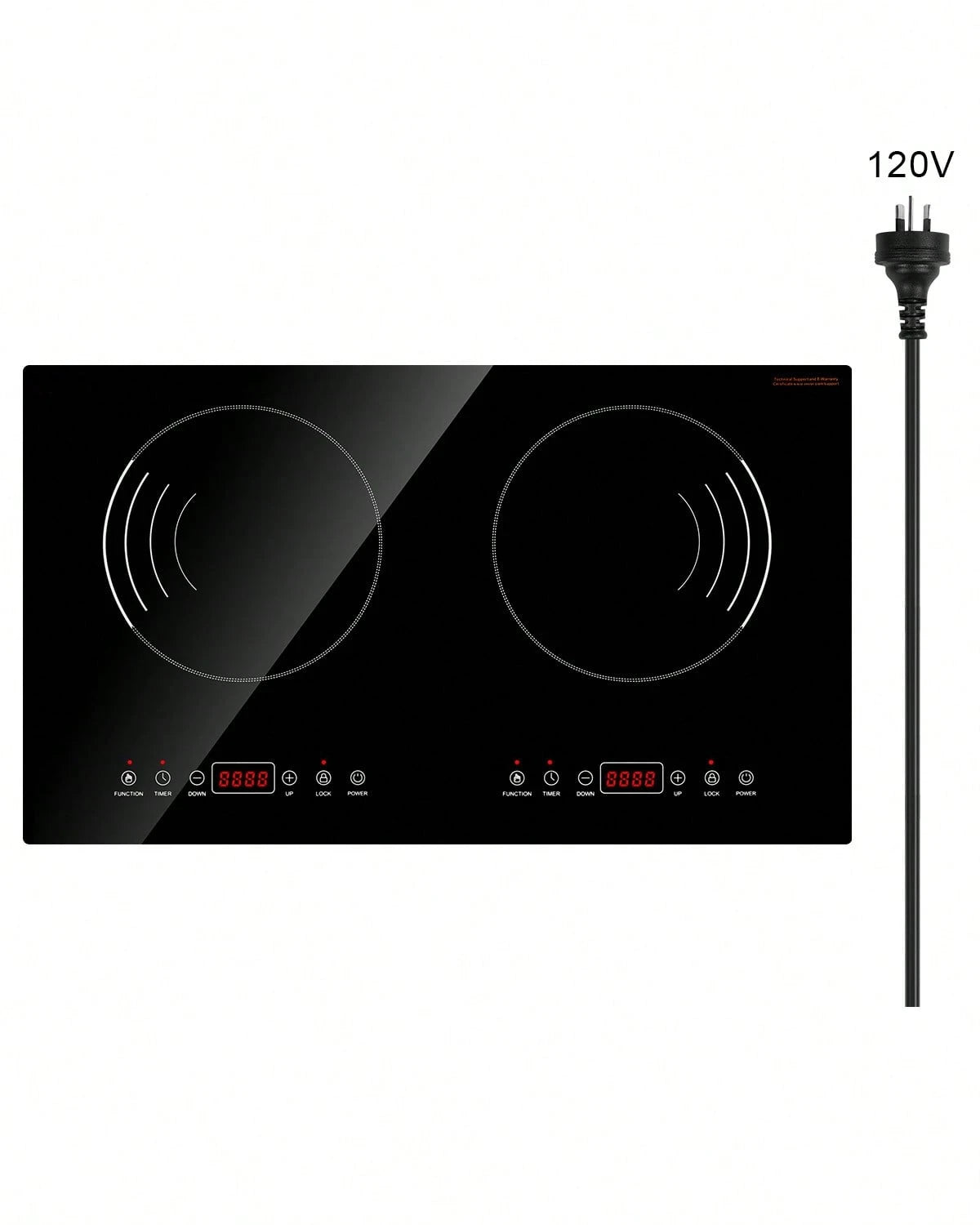 Induction Cooktop, 1800W Electric Countertop Burner, 2 Burner Touch Control Stove, Built-In Induction Cooktop With 9 Power Settings, Child Safety Lock, Timer, Glass Surface