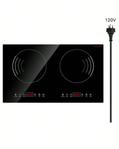 Induction Cooktop, 1800W Electric Countertop Burner, 2 Burner Touch Control Stove, Built-In Induction Cooktop With 9 Power Settings, Child Safety Lock, Timer, Glass Surface