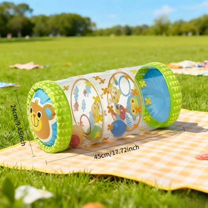 Infant Inflatable Roller With Balls And Bells, PVC Early Development Crawling Toy For 3 Months To 3 Years Old Babies, Exercise Strength, Balance, And Fun