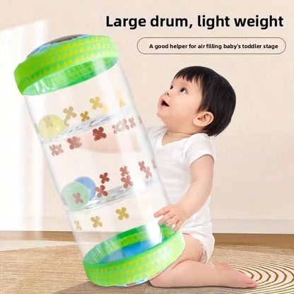 Infant Inflatable Roller With Balls And Bells, PVC Early Development Crawling Toy For 3 Months To 3 Years Old Babies, Exercise Strength, Balance, And Fun