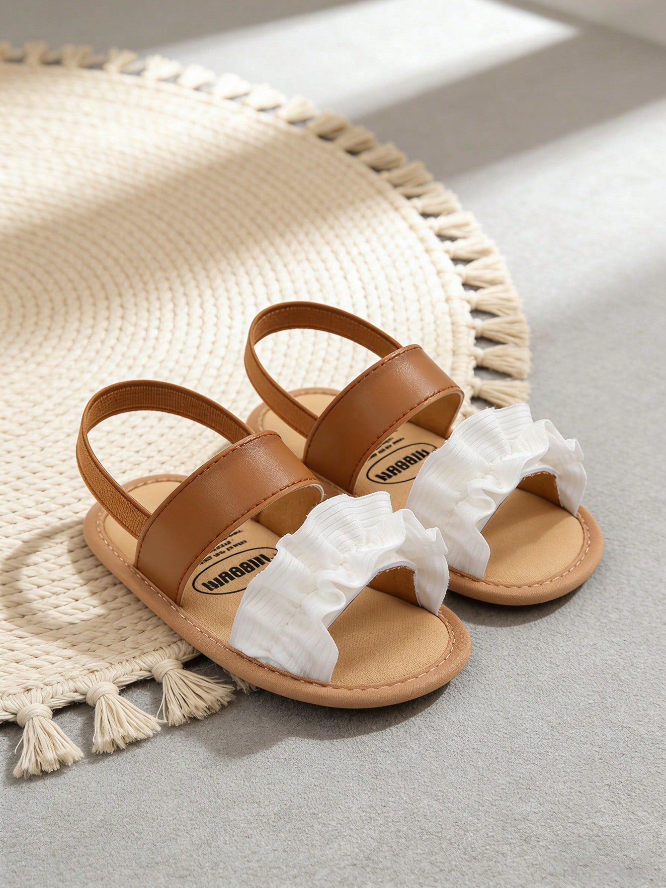 Infant/Toddler Girls' Summer Soft-Sole Sandals, Cute Ruffled Adjustable Non-Slip Infant First Walking Shoes