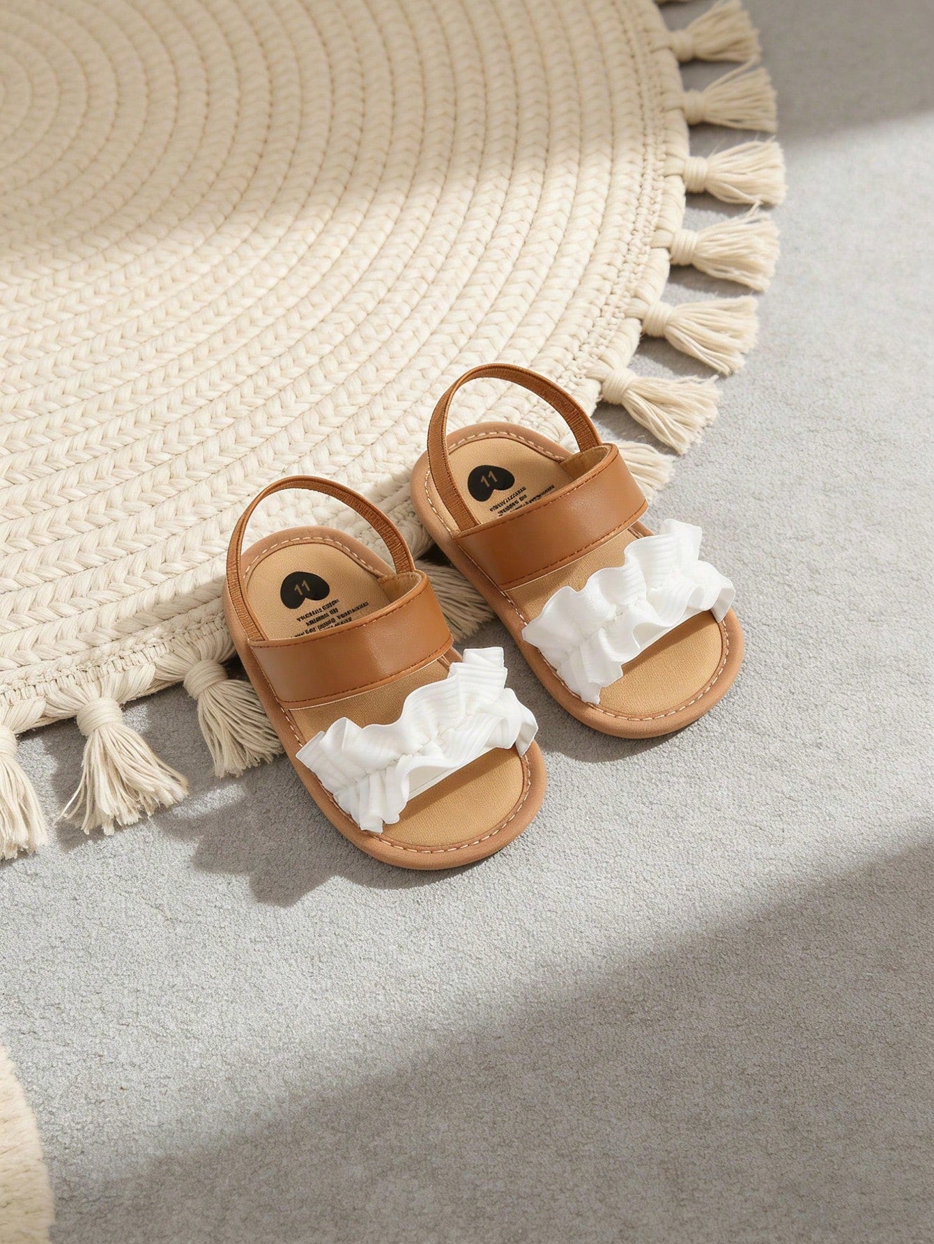 Infant/Toddler Girls' Summer Soft-Sole Sandals, Cute Ruffled Adjustable Non-Slip Infant First Walking Shoes