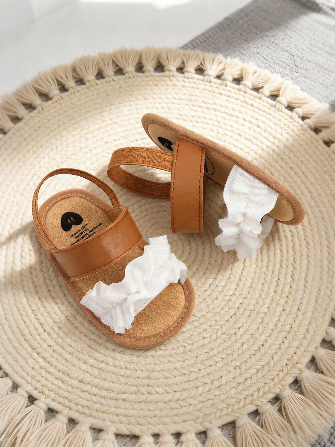Infant/Toddler Girls' Summer Soft-Sole Sandals, Cute Ruffled Adjustable Non-Slip Infant First Walking Shoes