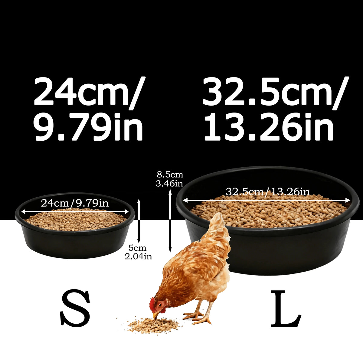 INMASIT 3-Pack Farm Livestock Poultry Multi-Purpose Feeding Basin| Large Capacity Plastic Feed Bucket/Water Trough| For Horses, Dogs, Pigs, Sheep, Etc.