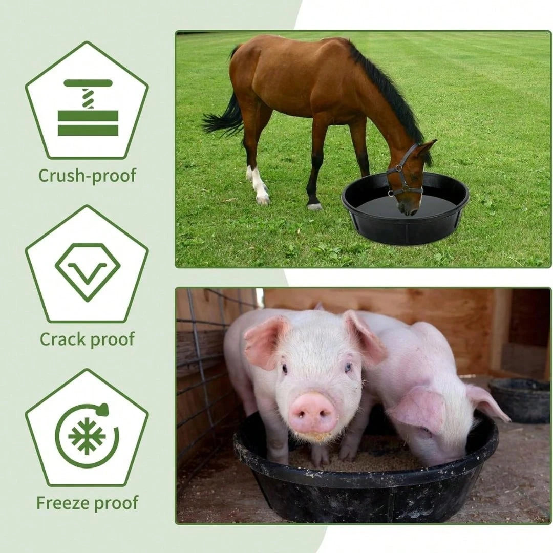 INMASIT 3-Pack Farm Livestock Poultry Multi-Purpose Feeding Basin| Large Capacity Plastic Feed Bucket/Water Trough| For Horses, Dogs, Pigs, Sheep, Etc.
