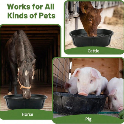 INMASIT 3-Pack Farm Livestock Poultry Multi-Purpose Feeding Basin| Large Capacity Plastic Feed Bucket/Water Trough| For Horses, Dogs, Pigs, Sheep, Etc.