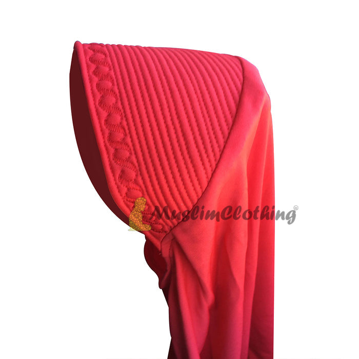 Instant Pull-On Easy Hijab Jilbab In Various Red - Padded Visser Shoulder-Length Easy Muslimah Khimar