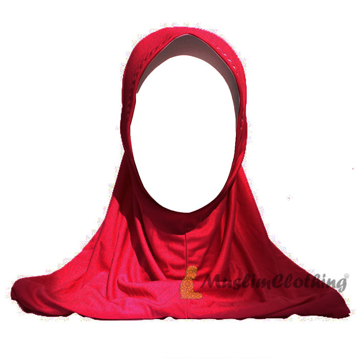Instant Pull-On Easy Hijab Jilbab In Various Red - Padded Visser Shoulder-Length Easy Muslimah Khimar