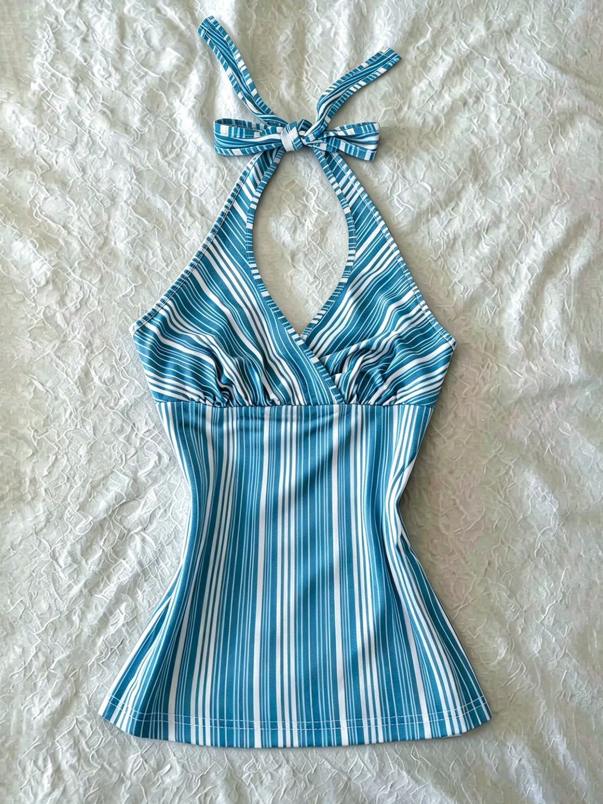 IslaSuriya Digital Print Women's Striped Print Halter Backless Tie Strap Camisole