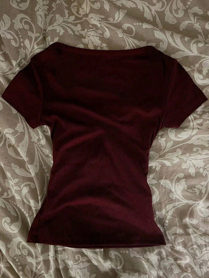 IslaSuriya Summer Casual Color Block Lace Trim Women's Short Sleeve T-Shirt