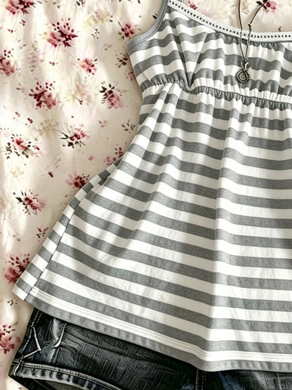 IslaSuriya Summer Casual Retro Y2K Striped Women's Camisole Tank Top