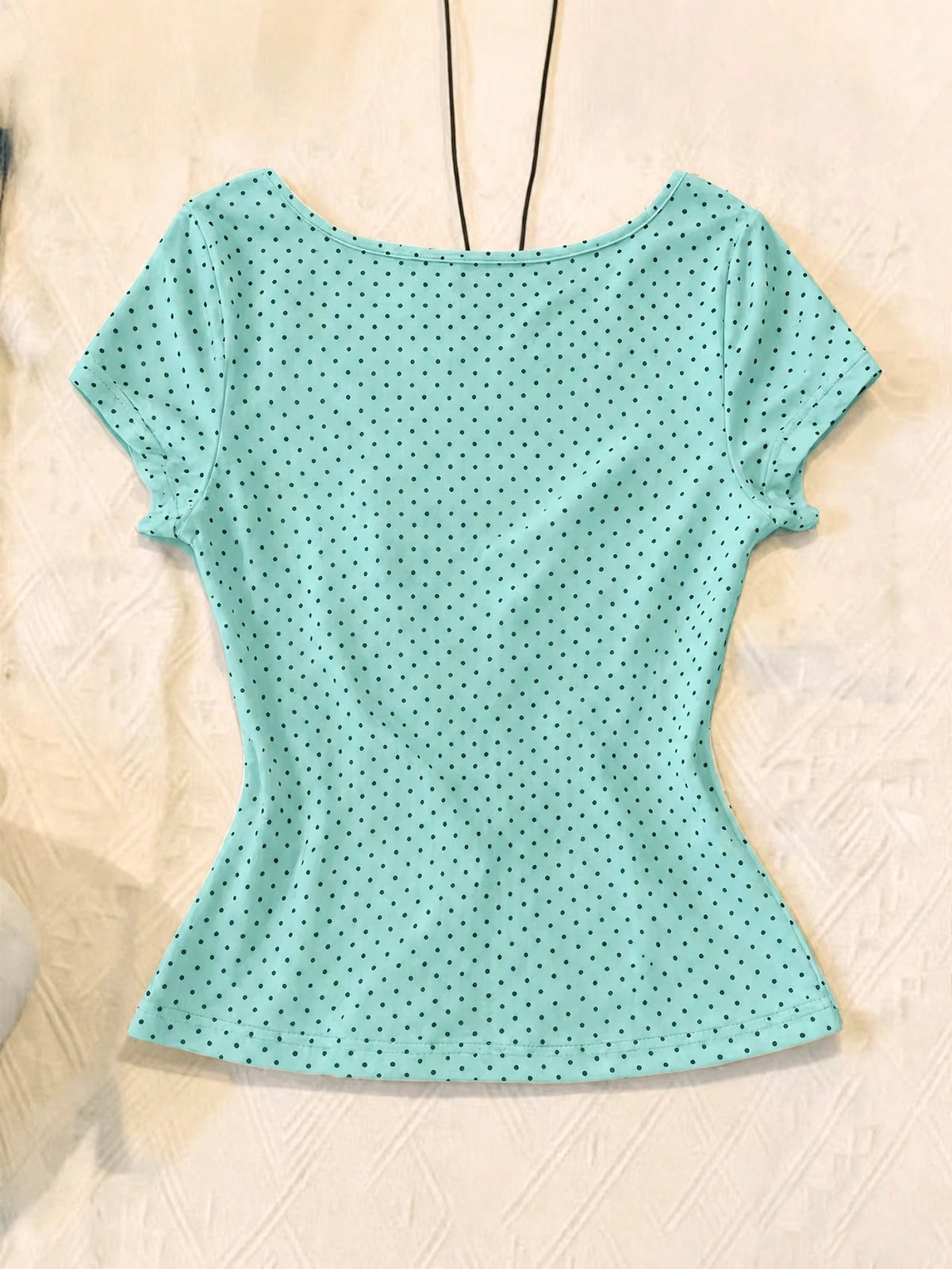 IslaSuriya Women's Polka Dot Pleated Fashion Versatile Casual Daily T-Shirt