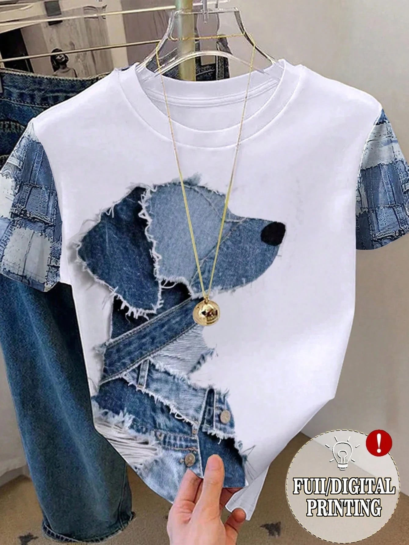 IslaSuriya Women's Round Neck Cat Print Casual Versatile Daily Wear Short Sleeve T-Shirt