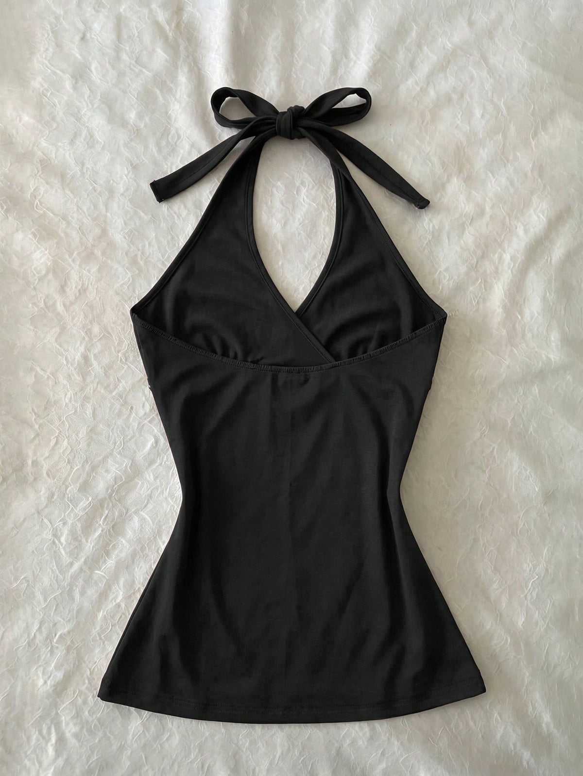 IslaSuriya Women's Solid Black Halter Neck Tie Waist Fashion Tank Top